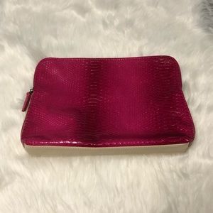 Pink Faux Crocodile Makeup Bag or Clutch